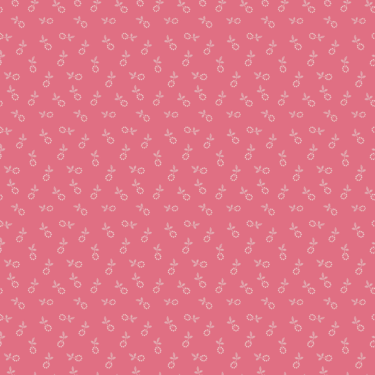 a repeating pattern of small white flowers or leaves against a pink background.
