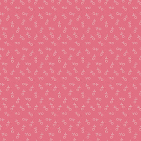 a repeating pattern of small white flowers or leaves against a pink background.