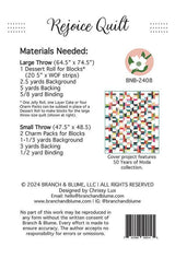 Rejoice Quilt Pattern BNB 2408 by Chrissy Lux for Sew Lux Fabric 64.5"x 74.5"