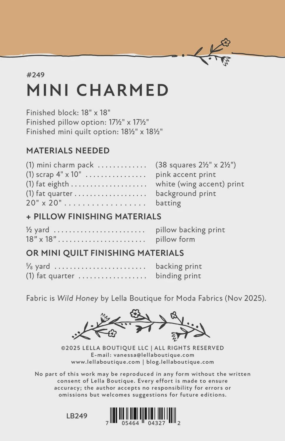 Mini Charmed Pillow or Mini Quilt Pattern by Vanessa Goertzen for Lella Boutique, LB249 Finished Size 18" x 18"