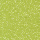 The image is a close-up of a fabric with a green color and small white dots or specks scattered across it.