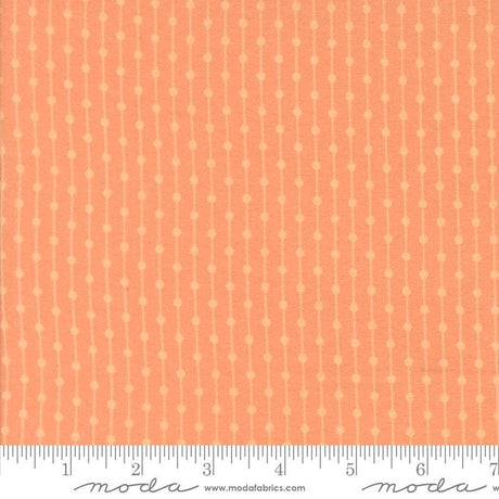 The image is a fabric with a repeating pattern of orange and white lines, creating a textured and visually interesting design.