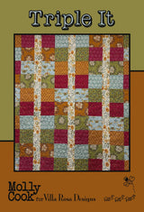 TRIPLE IT Quilt Pattern Card by Molly Cook for Villa Rosa Designs finished size 42" x 50"