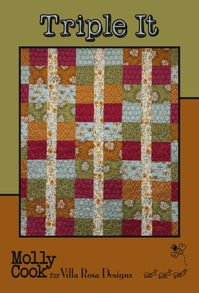 TRIPLE IT Quilt Pattern Card by Molly Cook for Villa Rosa Designs finished size 42" x 50"