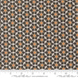 a repeating pattern of orange and white flowers on a dark background.