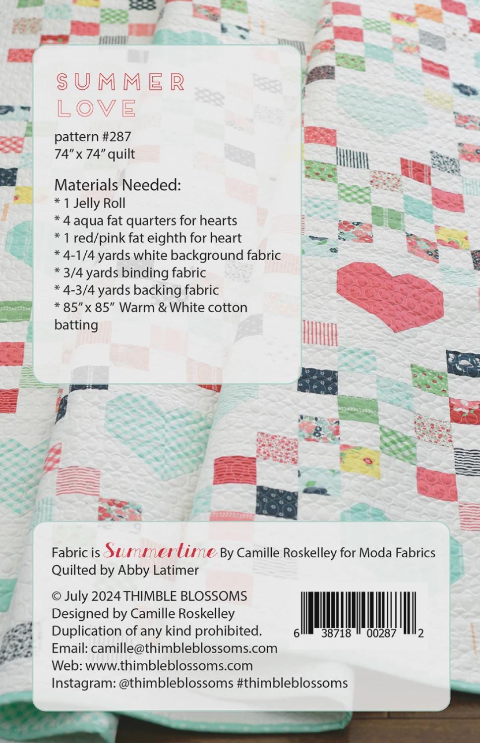 Summer Love Pattern by Camille Roskelley for Thimble Blossoms TBL287