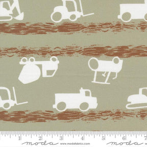 a repeating pattern of various construction vehicles, including excavators, tractors, and other heavy equipment, all depicted in white against a brown background.