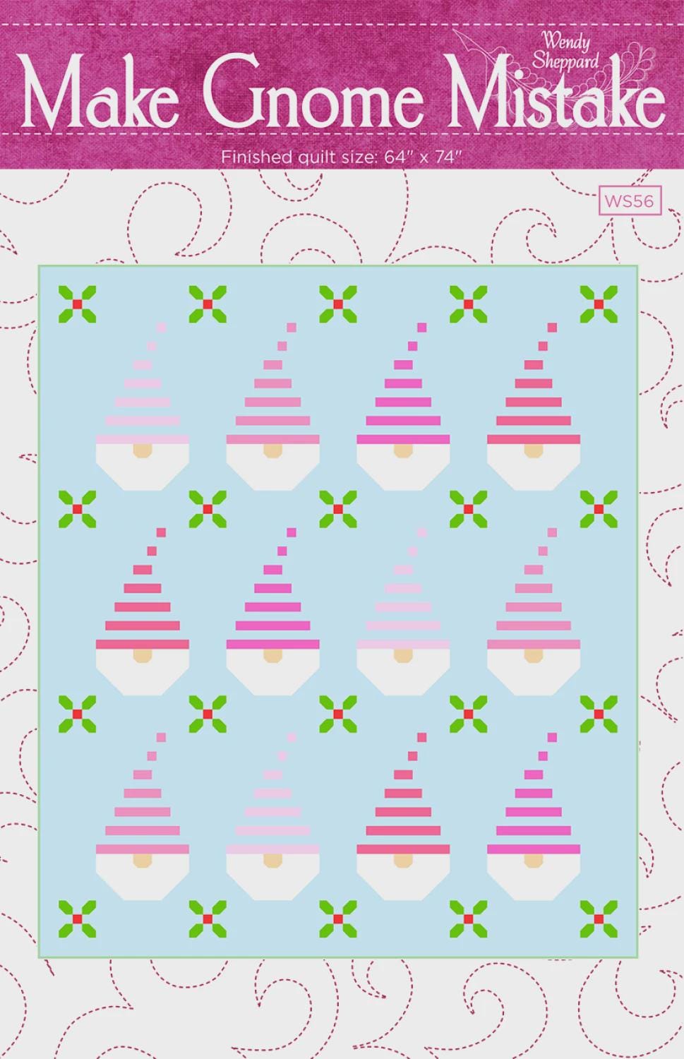 Make Gnome Mistake WS56 By Wendy Sheppard Printed Pattern Only Finished 64" x 74"