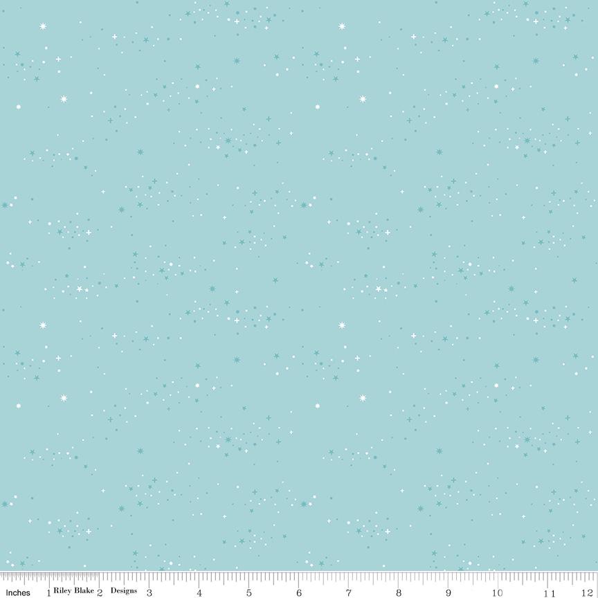 The image is a light blue background with numerous small white stars scattered throughout, creating a starry night sky effect.