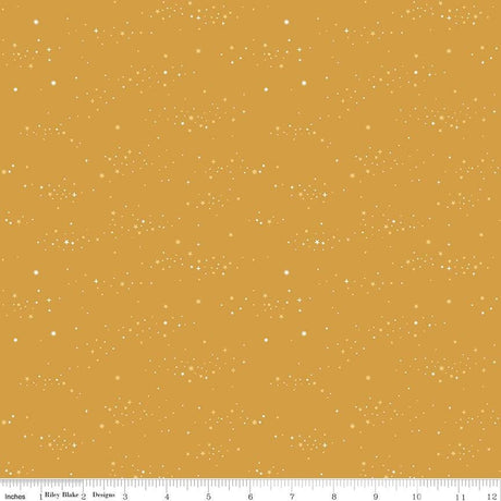 The image is a repeating pattern of small white dots or stars against a yellow background.