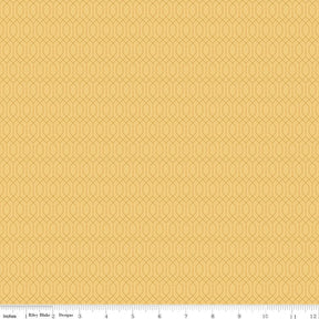 The image is a repeating pattern of a geometric design composed of hexagons and rectangles in various shades of yellow.