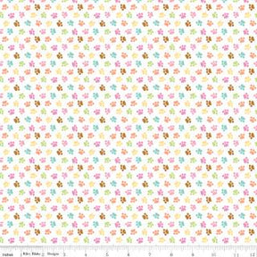 Pretty Kitty™ Paws White Yardage C15654-WHITE by Doodlebug Designs for Riley Blake Designs Sold in 1/2 yard increments