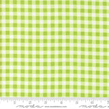 The image is a close-up of a fabric with a green and white checkered pattern.
