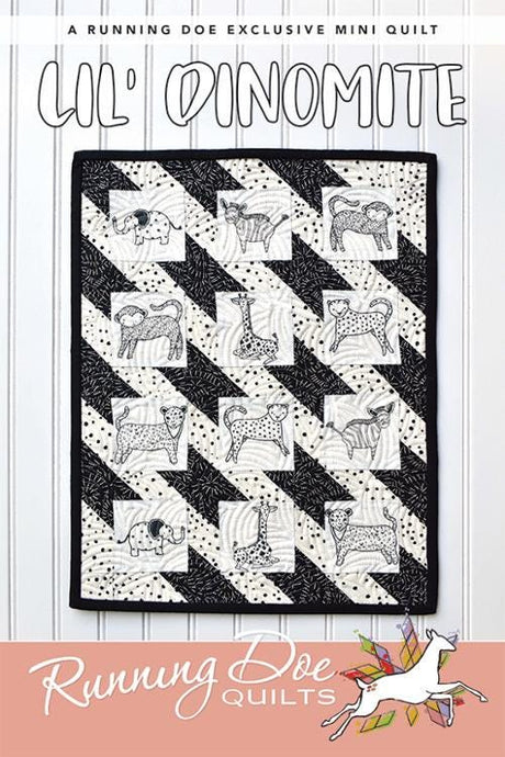 Lil' Dinomite Paper Mini Quilt Pattern by Running Doe for Villa Rosa Designs 11 1/2" x 15"