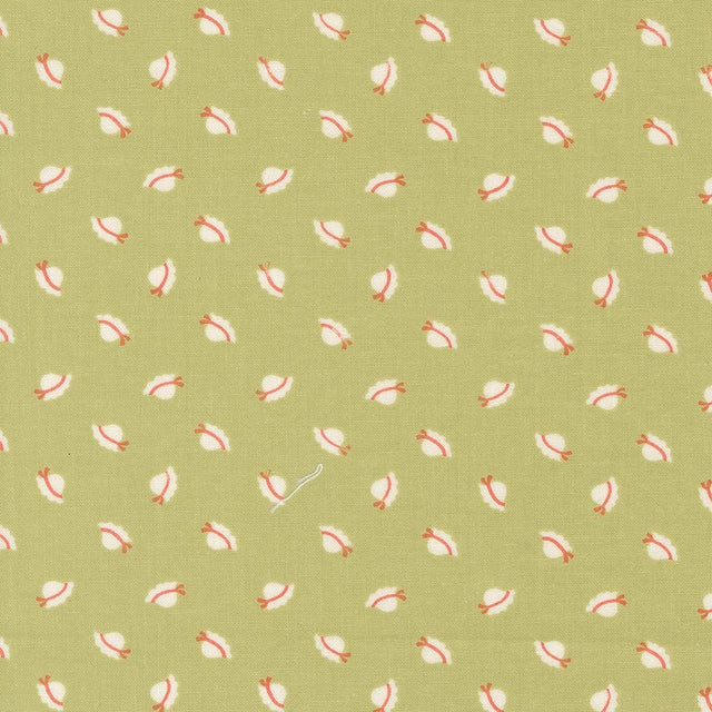 a repeating pattern of white and red hats on a green background.