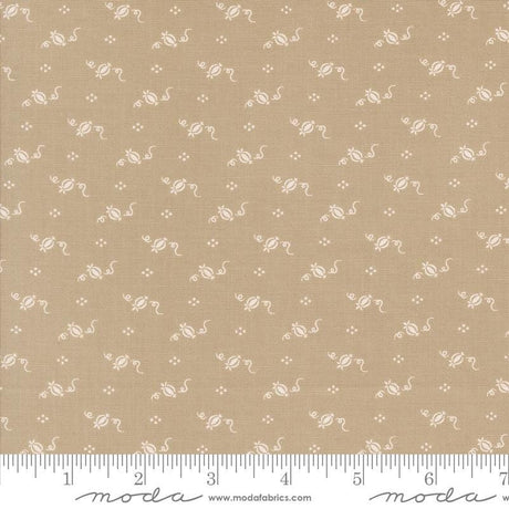 The image is a fabric with a repeating pattern of small white flowers or leaves. The pattern is evenly spaced and covers the entire fabric surface.