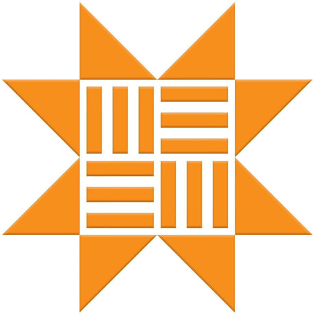 The image is a stylized logo consisting of a star-like shape composed of orange triangles arranged in a grid-like pattern.