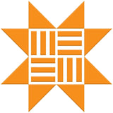 The image is a stylized logo consisting of a star-like shape composed of orange triangles arranged in a grid-like pattern.