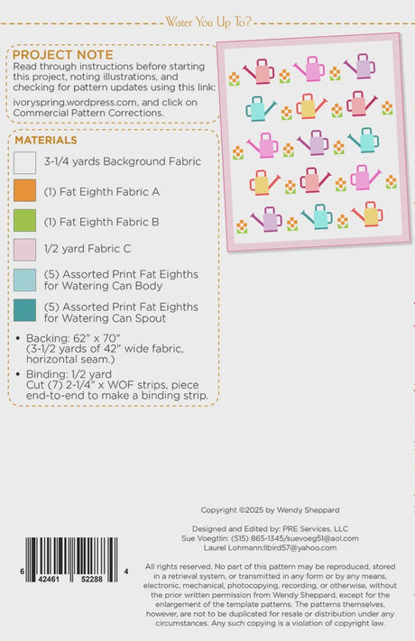 Water You Up To? WS99 By Wendy Sheppard Printed Pattern Only Finished 54" x 62"