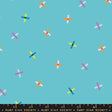 a pattern of colorful crosses on a blue background.