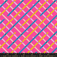 a vibrant and colorful diagonal pattern composed of intersecting lines in various shades of pink, blue, yellow, and green.