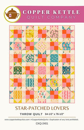 Star-Patched Lovers Quilt Pattern CKQ-2401 By Sarah Sumbera For Copper Kettle Quilt Company Throw 64.5" x 76.5"