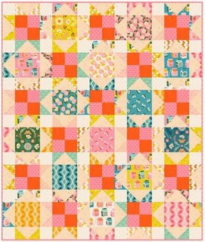 Star-Patched Lovers Quilt Pattern CKQ-2401 By Sarah Sumbera For Copper Kettle Quilt Company Throw 64.5" x 76.5"