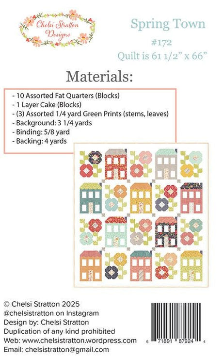 Spring Town Quilt pattern only CSD172 by Chelsi Stratton Designs 61.5" x 66"