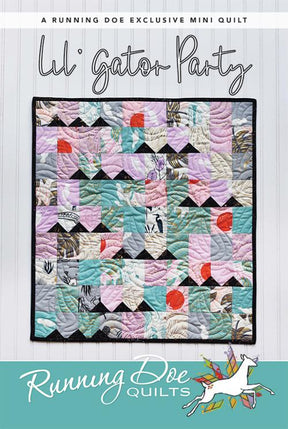 Lil' Gator Party Paper Mini Quilt Pattern by Running Doe for Villa Rosa Designs 20" x 25"