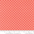 The image is a fabric with a repeating pattern of red flowers and white crosses. The pattern is composed of small dots and lines, creating a visually appealing and textured design.