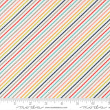 a diagonal striped pattern with various shades of pink, blue, green, and yellow.
