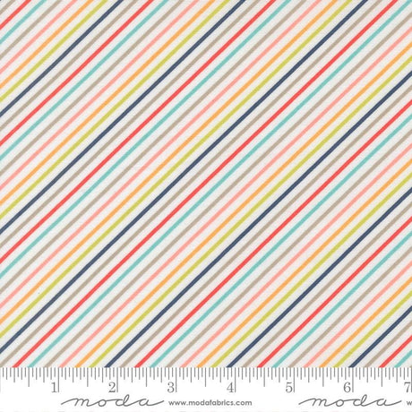 a diagonal striped pattern with various shades of pink, blue, green, and yellow.