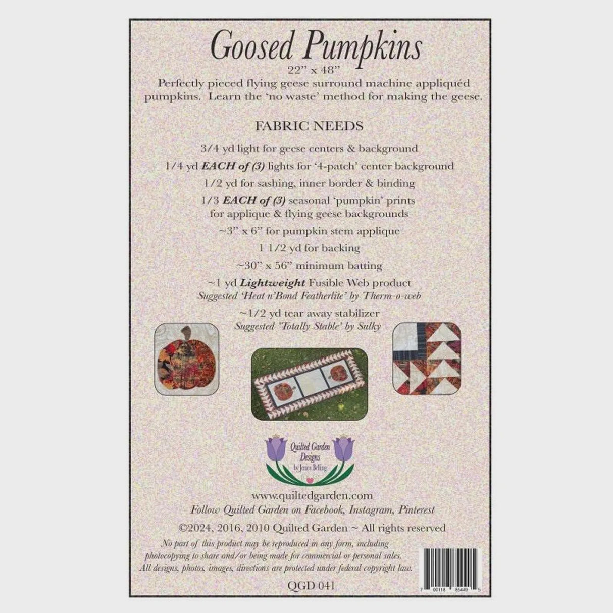 Goosed Pumpkins Quilt Pattern by Jenice Belling from Quilted Garden Designs QGD041