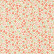 a repeating pattern of pink and green flowers on a light beige background.