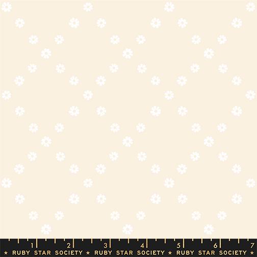 The image is a repeating pattern of small white flowers or daisies against a light beige background.