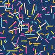 The image is a vibrant and playful pattern composed of overlapping colorful strips in various shades of blue, pink, yellow, and orange. The pattern appears to be a collage of individual images, creating a visually striking and dynamic design.