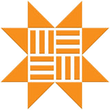The image is a stylized logo consisting of a star-like shape composed of orange triangles arranged in a grid-like pattern.