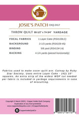 Josie's Patch Quilt Pattern CKQ-2417 By Sarah Sumbera For Copper Kettle Quilt Company Throw 66" x 75"