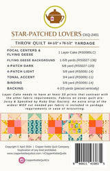 Star-Patched Lovers Quilt Pattern CKQ-2401 By Sarah Sumbera For Copper Kettle Quilt Company Throw 64.5" x 76.5"