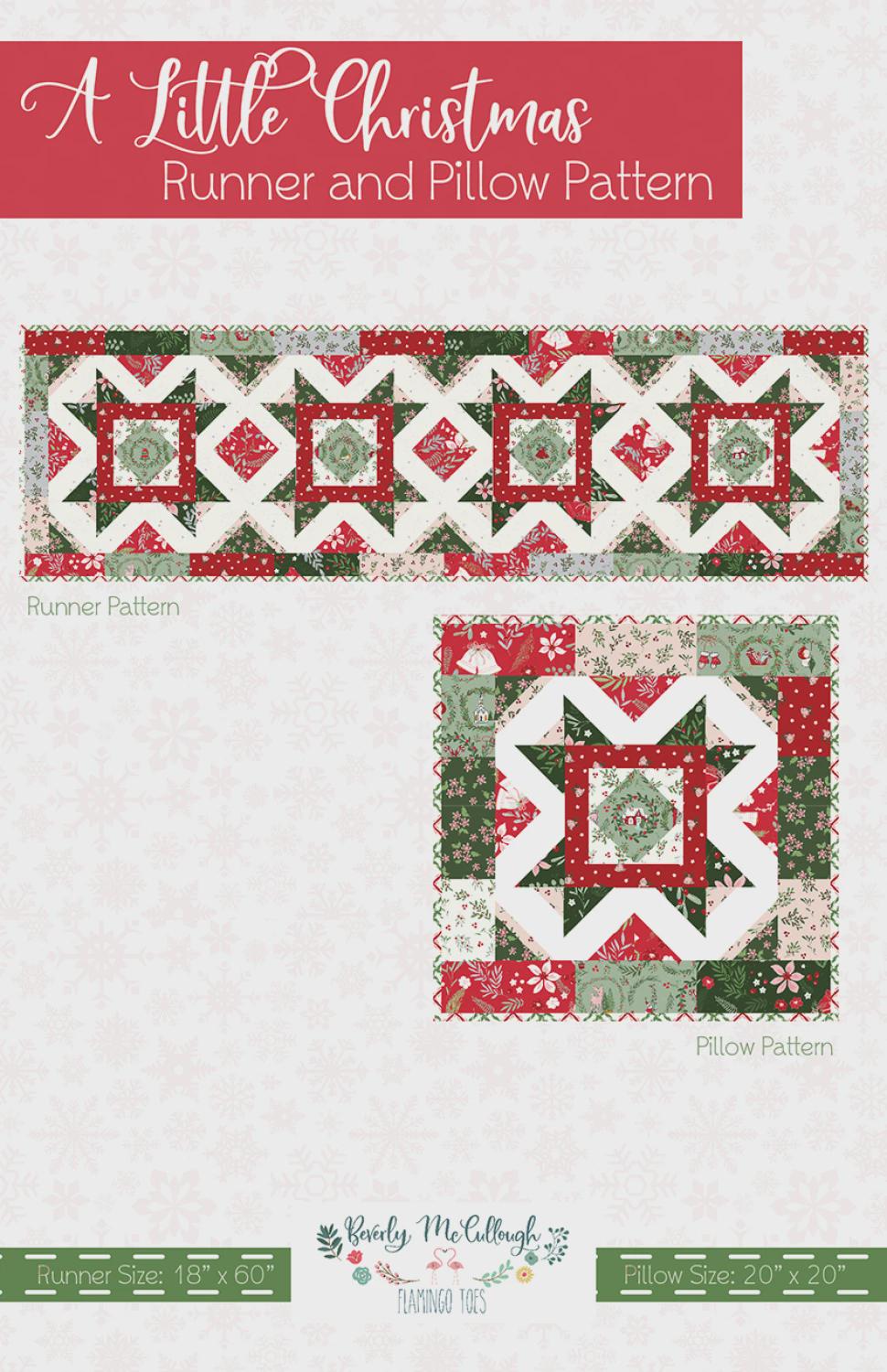 A Little Christmas Runner and Pillow Pattern # FT-8498 By Beverly McCullough for Flamingo Toes
