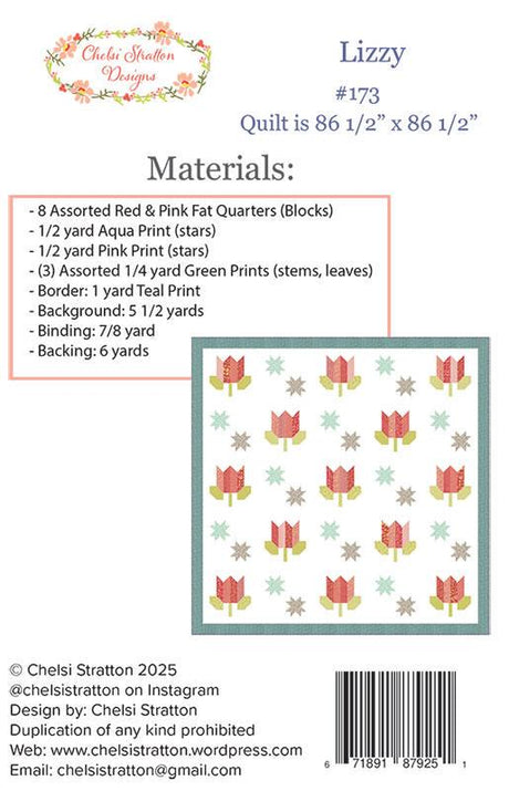 Lizzy Quilt pattern only CSD173 by Chelsi Stratton Designs 86.5" x 86.5"
