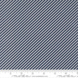 a close-up view of a fabric with diagonal white stripes arranged in a diagonal pattern. The fabric appears to be navy blue in color.