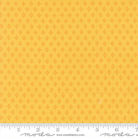 The image is a close-up of a fabric with a repeating pattern of small orange dots or circles, creating a textured and visually interesting surface.