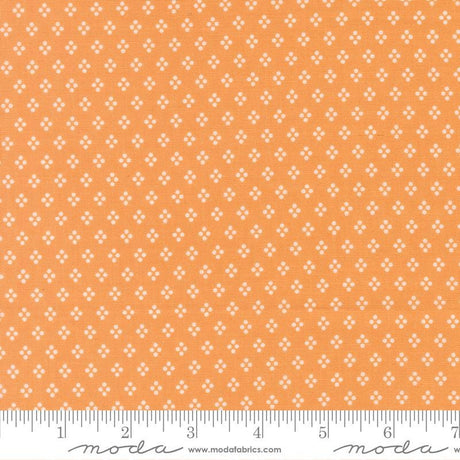 a repeating pattern of small white dots on an orange background.