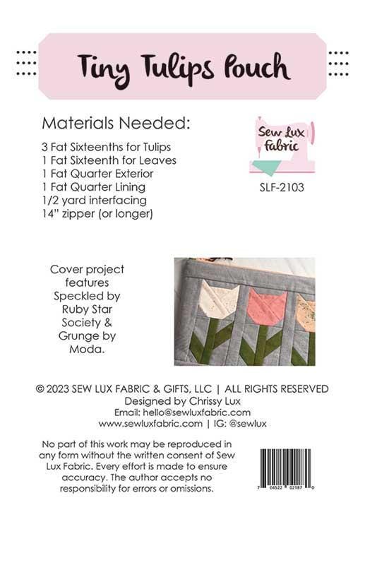 Tiny Tulips Pouch Pattern SLF2103 by Chrissy Lux of Sew Lux Fabrics
