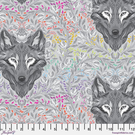 Graywork Wolf of Pink Street Fog by Tula Pink for Free Spirit Fabrics PWTP256.FOG Sold in 1/2 yard increments