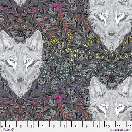 Graywork Wolf of Pink Street Carbon by Tula Pink for Free Spirit Fabrics PWTP256.Carbon Sold in 1/2 yard increments