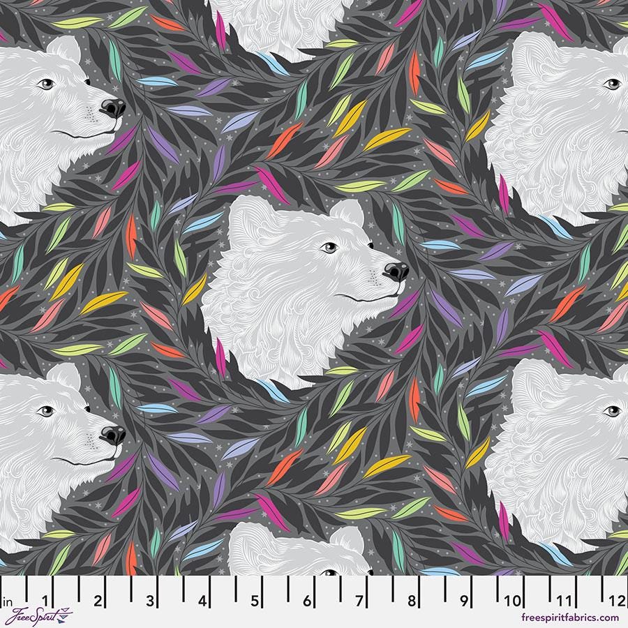 Graywork Just Bearly by Tula Pink for Free Spirit Fabrics PWTP261.Carbon Sold in 1/2 yard increments