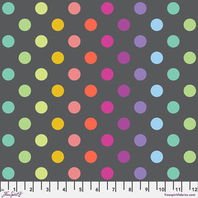 True Colors Graywork Disco Poms Carbon Yardage PWTP262.carbon by Tula Pink Sold in 1/2 yard Increments