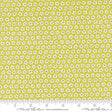 a repeating pattern of small white flowers on a yellow background.